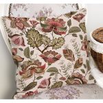 - K12275-Gorsel-1 - Realhomes  RealHomes Krem Zeminde Floral Motifli Yaprak Desenli Dijital Baskılı Yastık Kırlent Kılıfı Realhomes