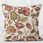 - K12275-Gorsel-2 - Realhomes  RealHomes Krem Zeminde Floral Motifli Yaprak Desenli Dijital Baskılı Yastık Kırlent Kılıfı Realhomes