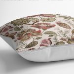 - K12275-Gorsel-3 - Realhomes  RealHomes Krem Zeminde Floral Motifli Yaprak Desenli Dijital Baskılı Yastık Kırlent Kılıfı Realhomes