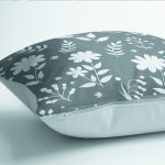 - K12276-Gorsel-3 - Realhomes RealHomes Gri - Beyaz Zeminde Yaprak Motifli Floral Desenli Dijital Baskılı Yastık Kırlent Kılıfı Realhomes