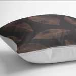 RealHomes Krem - Kahverengi Zeminde Eskitme Motifli Yaprak Desenli Dijital Baskılı Yastık Kırlent Kılıfı Realhomes