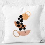 - K12278-Gorsel-2 - Realhomes  RealHomes Siyah - Yavruağzı Zeminde Modern Sanat Motifli Kanvas Desenli Dijital Baskılı Yastık Kırlent Kılıfı Realhomes