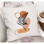 RealHomes Siyah - Turuncu Zeminde Modern Sanat Motifli Kanvas Desenli Dijital Baskılı Yastık Kırlent Kılıfı Realhomes