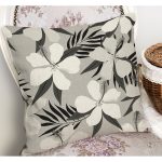 - K12289-Gorsel-1 - Realhomes RealHomes Gri Zeminde Floral Motifli Çiçek Desenli Dijital Baskılı Yastık Kırlent Kılıfı Realhomes