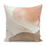 - K12295-Gorsel - Realhomes  RealHomes Kahverengi - Ekru Zeminde Bohem Motifli Kanvas Desenli Dijital Baskılı Yastık Kırlent Kılıfı Realhomes