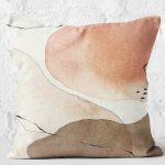 - K12295-Gorsel-2 - Realhomes  RealHomes Kahverengi - Ekru Zeminde Bohem Motifli Kanvas Desenli Dijital Baskılı Yastık Kırlent Kılıfı Realhomes