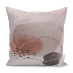 - K12299-Gorsel - Realhomes  RealHomes Yavruağzı Zeminde Modern Sanat Motifli Kanvas Desenli Dijital Baskılı Yastık Kırlent Kılıfı Realhomes