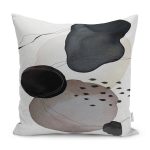 - K12300-Gorsel - Realhomes RealHomes Siyah - Kahverengi Zeminde Kanvas Motifli Yağlıboya Desenli Dijital Baskılı Yastık Kırlent Kılıfı Realhomes