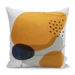 - K12301-Gorsel - Realhomes  RealHomes Turuncu Zeminde Suluboya Motifli Modern Sanat Desenli Dijital Baskılı Yastık Kırlent Kılıfı Realhomes