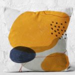 - K12301-Gorsel-2 - Realhomes  RealHomes Turuncu Zeminde Suluboya Motifli Modern Sanat Desenli Dijital Baskılı Yastık Kırlent Kılıfı Realhomes