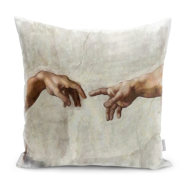 - K12307-Gorsel - Realhomes  RealHomes Krem - Kahverengi Zeminde Kanvas Motifli Modern Sanat Desenli Dijital Baskılı Yastık Kırlent Kılıfı Realhomes