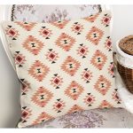 - K12308-Gorsel-1 - Realhomes RealHomes Krem - Kahverengi Zeminde Etnik Motifli Art Deco Desenli Dijital Baskılı Yastık Kırlent Kılıfı Realhomes