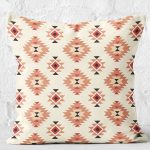 - K12308-Gorsel-2 - Realhomes RealHomes Krem - Kahverengi Zeminde Etnik Motifli Art Deco Desenli Dijital Baskılı Yastık Kırlent Kılıfı Realhomes