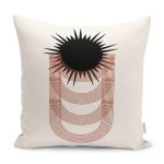 - K12313-Gorsel - Realhomes RealHomes Siyah - Kahverengi Zeminde Tablo Motifli Modern Desenli Dijital Baskılı Yastık Kırlent Kılıfı Realhomes