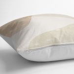 RealHomes Gold - Krem Zeminde Kanvas Motifli Boyama Desenli Dijital Baskılı Yastık Kırlent Kılıfı Realhomes