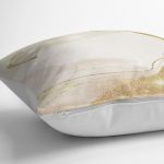 RealHomes Gold - Krem Zeminde Kanvas Motifli Modern Sanat Desenli Dijital Baskılı Yastık Kırlent Kılıfı Realhomes