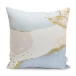 - K12326-Gorsel - Realhomes RealHomes Gold - Mavi Zeminde Tablo Motifli Boyama Desenli Dijital Baskılı Yastık Kırlent Kılıfı Realhomes