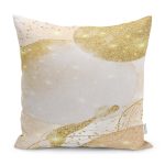 RealHomes Gold - Ekru Zeminde Altın Motifli Suluboya Desenli Dijital Baskılı Yastık Kırlent Kılıfı Realhomes