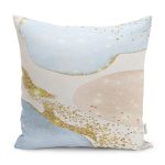 - K12331-Gorsel - Realhomes RealHomes Gold - Mavi Zeminde Altın Motifli Tablo Desenli Dijital Baskılı Yastık Kırlent Kılıfı Realhomes