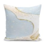 - K12335-Gorsel - Realhomes RealHomes Gold - Mavi Zeminde Altın Motifli Kanvas Desenli Dijital Baskılı Yastık Kırlent Kılıfı Realhomes