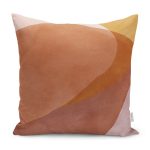 - K12338-Gorsel - Realhomes RealHomes Kahverengi - Kiremit Zeminde Modern Sanat Motifli Tablo Desenli Dijital Baskılı Yastık Kırlent Kılıfı Realhomes