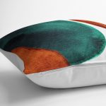 RealHomes Turkuaz - Lacivert Zeminde Guaj Boya Motifli Tablo Desenli Dijital Baskılı Yastık Kırlent Kılıfı Realhomes