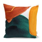 - K12341-Gorsel - Realhomes RealHomes Sarı - Lacivert Zeminde Tablo Motifli Abstract Desenli Dijital Baskılı Yastık Kırlent Kılıfı Realhomes