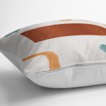 - K12346-Gorsel-3 - Realhomes RealHomes Kiremit - Turkuaz Zeminde Modern Sanat Motifli Tablo Desenli Dijital Baskılı Yastık Kırlent Kılıfı Realhomes