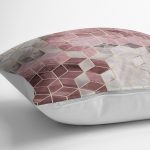 - K12347-Gorsel-3 - Realhomes RealHomes Pembe - Gri Zeminde Mozaik Motifli Geometrik Desenli Dijital Baskılı Yastık Kırlent Kılıfı Realhomes
