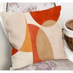 - K12348-Gorsel-1 - Realhomes  RealHomes Turuncu - Krem Zeminde Abstract Motifli Tablo Desenli Dijital Baskılı Yastık Kırlent Kılıfı Realhomes