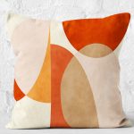 - K12348-Gorsel-2 - Realhomes  RealHomes Turuncu - Krem Zeminde Abstract Motifli Tablo Desenli Dijital Baskılı Yastık Kırlent Kılıfı Realhomes