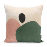 - K12350-Gorsel - Realhomes RealHomes Krem - Yeşil Zeminde Soyut Motifli Boyama Desenli Dijital Baskılı Yastık Kırlent Kılıfı Realhomes