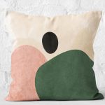 - K12350-Gorsel-2 - Realhomes RealHomes Krem - Yeşil Zeminde Soyut Motifli Boyama Desenli Dijital Baskılı Yastık Kırlent Kılıfı Realhomes