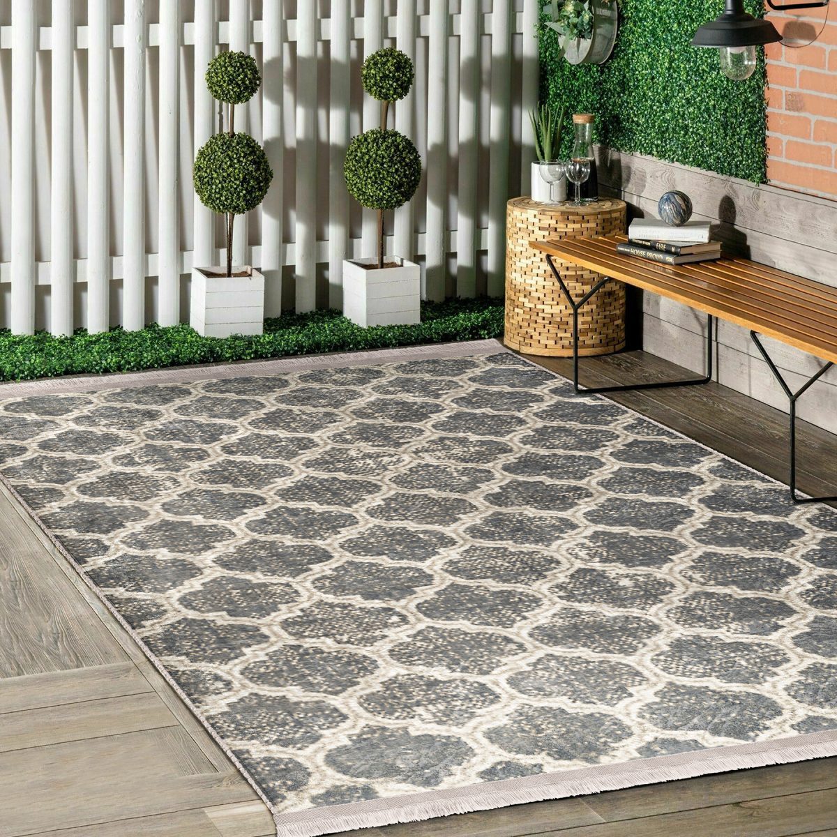 Krem Zeminde Morrocan Motifli Otantik Desenli Geometrik Vintage Salon & Oturma Odası Koridor & Antre Dijital Baskılı Makinede Yıkanabilir Kaymaz Taban Saçaklı Halı Realhomes