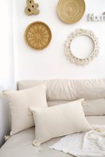 - 1 - Realhomes Realhomes 2'li Kare & Dikdörtgen Handmade Elişi Natural Buldan Bezi Otantik Organik Pamuklu Püsküllü Kırlent Kılıfı Realhomes