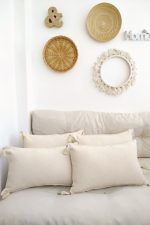 - 1 - Realhomes Realhomes 4'lü Set Dikdörtgen Handmade Elişi Natural Buldan Bezi Otantik Organik Pamuklu Püsküllü Kırlent Kılıfı Realhomes