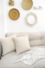 - 2-1 - Realhomes Realhomes 2'li Set Handmade Elişi Natural Buldan Bezi Otantik Organik Pamuklu Püsküllü Kırlent Kılıfı Realhomes