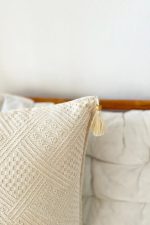 - 2-6 - Realhomes Realhomes 2'li Set Handmade Elişi Natural Buldan Bezi Otantik Organik Pamuklu Püsküllü Kırlent Kılıfı Realhomes