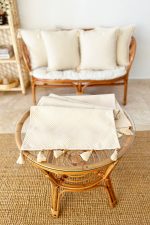 Realhomes 5'li Handmade Elişi Natural Buldan Bezi Otantik Organik Pamuklu Püsküllü Runner & Kırlent Kılıfı Seti Realhomes