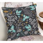 Realhomes Renkli Yapraklar Kar Taneleri Dijital Baskılı Yastık Kırlent Kılıfı Realhomes