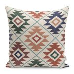 Realhomes Krem Zemin Etnik Geometrik Motifli Dijital Baskılı Yastık Kırlent Kılıfı Realhomes