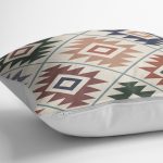 Realhomes Krem Zemin Etnik Geometrik Motifli Dijital Baskılı Yastık Kırlent Kılıfı Realhomes