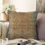 - Rasel-K12354-Gorsel - Realhomes Realhomes Eskitme Motifli Çiçekli Tasarım Dijital Baskılı Raşel Kadife Yastık Kırlent Kılıfı Realhomes