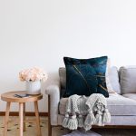 - Rasel-K12359-Gorsel-1 - Realhomes  Realhomes 3D Yağmur Damlacıkları Yaprak Tasarımlı Dijital Baskılı Raşel Kadife Yastık Kırlent Kılıfı Realhomes