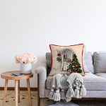 - Rasel-K12365-Gorsel-1 - Realhomes  Realhomes Yılbaşı Temalı Çam Ağacı Motifli Dijital Baskılı Raşel Kadife Yastık Kırlent Kılıfı Realhomes