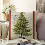 - Rasel-K12366-Gorsel - Realhomes Realhomes Kırmızı Çizgili Çam Ağacı Tasarımlı Dijital Baskılı Raşel Kadife Yastık Kırlent Kılıfı Realhomes