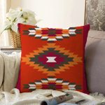 Realhomes Etnik İskandinav Tasarımlı Renkli Geometrik Motifli Raşel Kadife Yastık Kırlent Kılıfı Realhomes