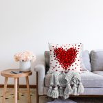 - Rasel-K12377-Gorsel-1 - Realhomes  Realhomes Beyaz Zeminli 3D Kalp Temalı Aşk Tasarımlı Raşel Kadife Yastık Kırlent Kılıfı Realhomes