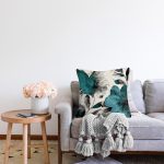 - Rasel-K12385-Gorsel-1 - Realhomes Realhomes Pastel Renkli Yapraklar Dijital Baskılı Raşel Kadife Yastık Kırlent Kılıfı Realhomes