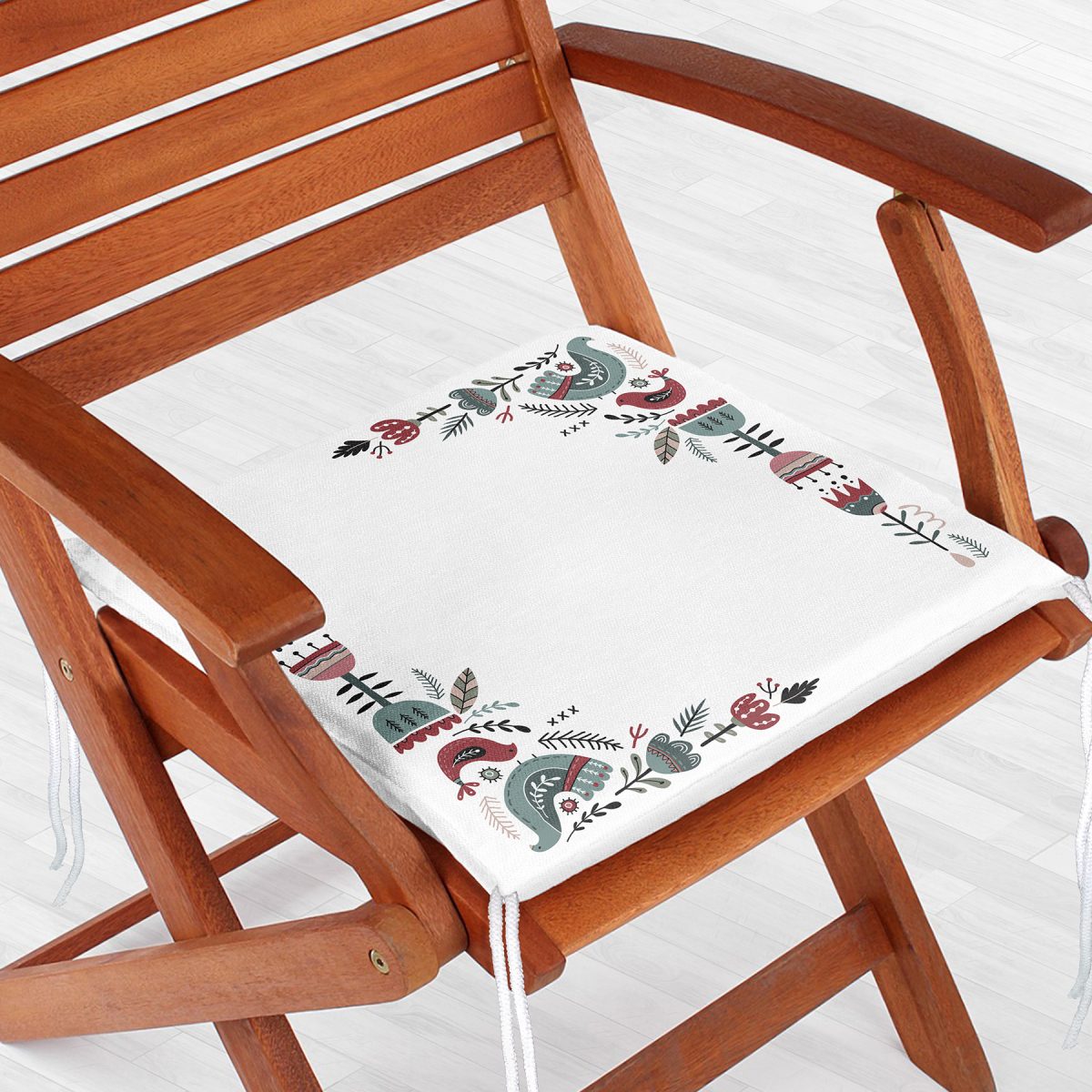 Özel Tasarım Kuş & Çiçek Motifli Dijital Baskılı Modern Fermuarlı Sandalye Minderi Realhomes